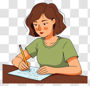 Woman Writing With Pencil - Woman Writing With Pencil Transparent PNG