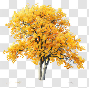 Yellow Maple Tree - Beautiful Tree With Yellow Autumn Leaves Transparent PNG