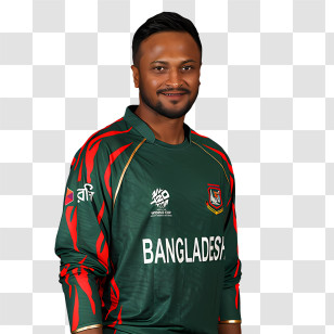 Shakib Al Hasan - Bangladeshi Cricketer In Green Jersey Transparent PNG
