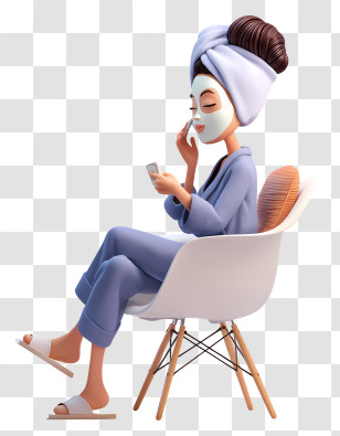 Woman Applying Facial Mask - Woman With Face Mask Relaxing Transparent PNG