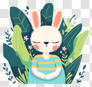 Cute Easter Bunny - Meditating Rabbit In Nature Transparent PNG