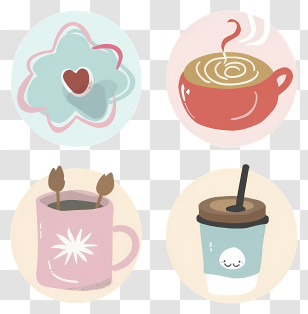 Based On The Description - Cute Coffee Cups For Warm Beverages Transparent PNG