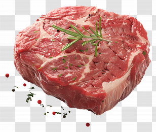 Beef - Raw Meat Steak Garnished With Rosemary And Spices Transparent PNG