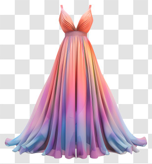 Maxi Gown - Elegant Colorful Evening Gown Transparent PNG