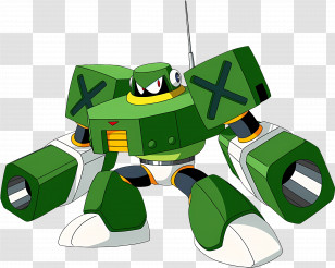 Commando Man - Green Robot With Cannons Transparent PNG