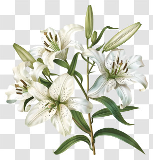 Lily - Beautiful White Lily Flowers Transparent PNG