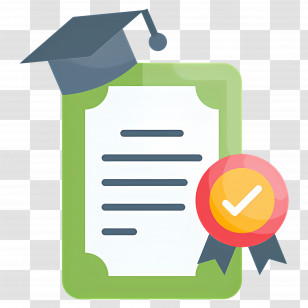 Certificate Degree University - Illustrated Graduation Certificate With Cap Transparent PNG