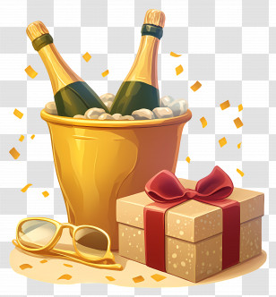 Champagne Bottle - Champagne Celebration With Gift Box Transparent PNG