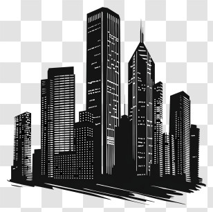 Building Silhouette - Black City Skyline Illustration Transparent PNG