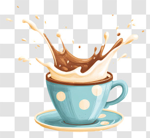 Splash Of Milk Coffee - Dynamic Coffee Splash In Cup Transparent PNG