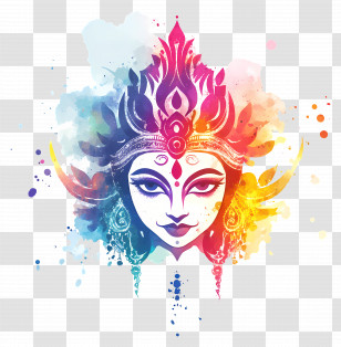 Indian Goddess - Colorful Artistic Face Design Transparent PNG