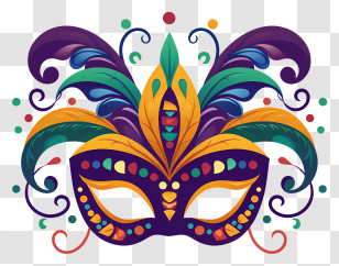 Mardi Gras Mask - Mardi Gras Mask With Bright Details Transparent PNG