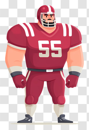 American Football Offensive Lineman - Red Uniformed Football Player Transparent PNG