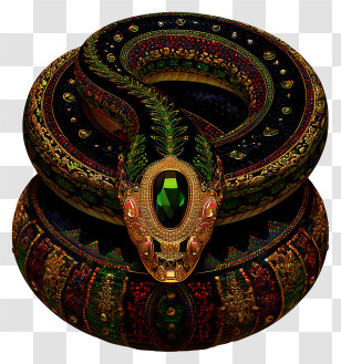 Jewel Decorative Art - Ornate Jeweled Coiled Snake Transparent PNG