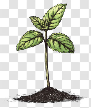 Mint Leaf - Green Plant Growing In Soil Transparent PNG