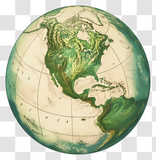 Globe - Earth Map Illustration With Detailed Topography Transparent PNG