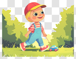 Boy With Toy Car - Child With Toy Car In The Park Transparent PNG