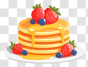 Fluffy Pancake - Pancakes With Berries And Syrup Transparent PNG