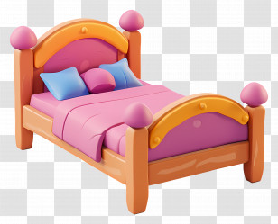 Cartoon Bed - Colorful Cartoon Bed Transparent PNG
