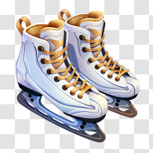 Skates Shoes - White Ice Skating Shoes With Gold Laces Transparent PNG
