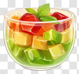 Gelatin Dessert - Colorful Jelly Cubes In Glass Transparent PNG