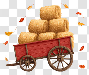 Stacked Hay Bales - Hay Bales On Red Wagon Transparent PNG