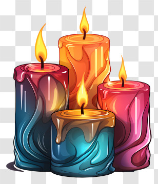 Candlelight - Colorful Decorative Candles With Flames Transparent PNG