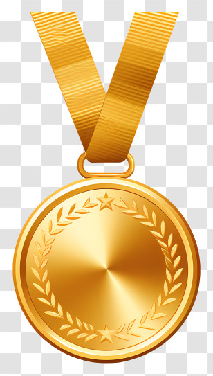 Golden Medal - Gold Medal With Ribbon For Achievement Transparent PNG