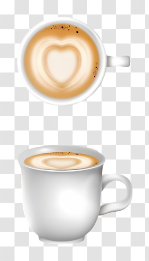 Coffee - Cup Of Coffee With Heart-Shaped Latte Art Transparent PNG