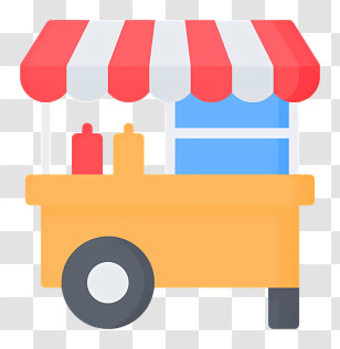 Food Cart Icon - Street Food Cart With Red And White Awning Transparent PNG