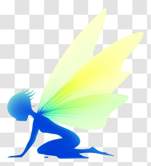 Gradient Object - Blue Gradient Fairy Silhouette Transparent PNG