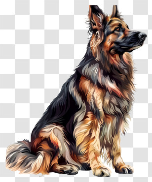 Shepherd Dog - Beautiful German Shepherd Dog Illustration Transparent PNG
