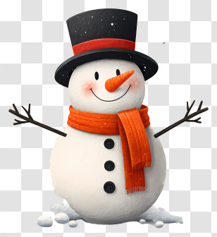 Cute Snowman - Snowman With Hat And Scarf Transparent PNG