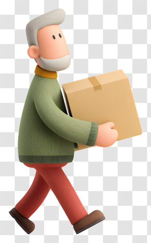 Man Carrying Cardboard Box - Man Carrying Box Cartoon Transparent PNG