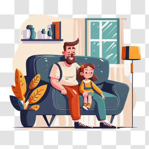 Father And Daughter
 - Father And Daughter Sitting On A Couch Illustration Transparent PNG