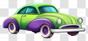 Cartoon Car - Green And Purple Cartoon Car Illustration Transparent PNG