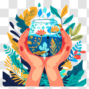 World Water Day - Hands Holding Water And Plants Illustration Transparent PNG