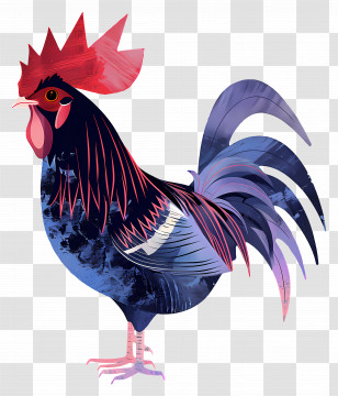 Rooster - Dark Stylized Rooster With Bold Colors Transparent PNG