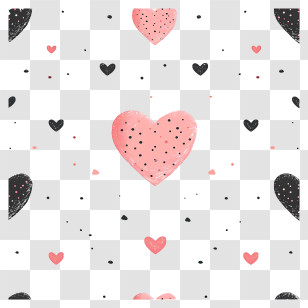 Heart Pattern Background - Pink And Black Hearts Pattern Transparent PNG