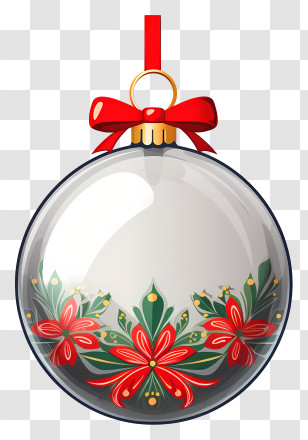 Christmas Bauble - Transparent Christmas Ornament With Floral Design Transparent PNG
