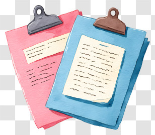 Watercolor Clippings - Organized Clipboards With Papers Illustration Transparent PNG
