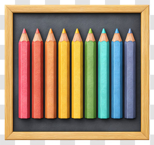Chalkboard With Colorful Pencils - Colorful Pencils In A Frame Transparent PNG