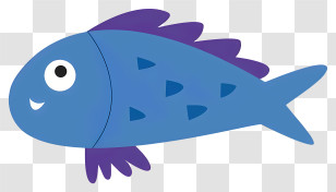 Cartoon Fish - Cartoon Blue Fish Illustration Transparent PNG