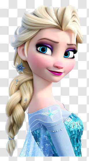 Frozen Elsa Princess - Close-Up Of An Ice Princess In Fantasy Animation Transparent PNG