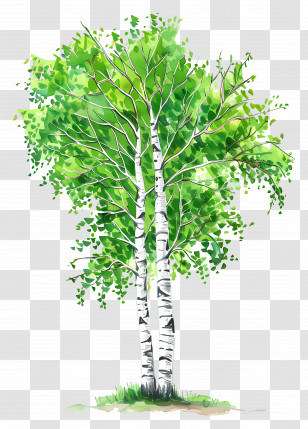 Birch Tree - Green Leafy Tree Illustration Transparent PNG