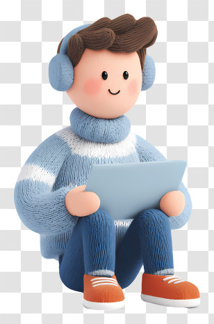 Boy Enjoying Video - Boy With Laptop And Headphones Transparent PNG
