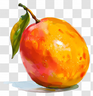 Mango - Vibrant Yellow And Red Mango Illustration Transparent PNG