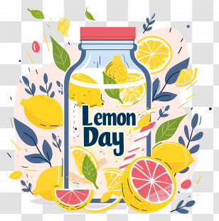 Lemon Juice Day - Lemon Day Celebration With Fresh Lemons Transparent PNG