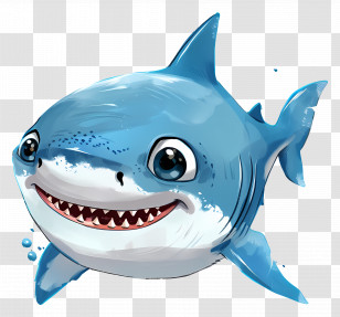 Baby Shark - Cute Cartoon Shark With Friendly Smile Transparent PNG