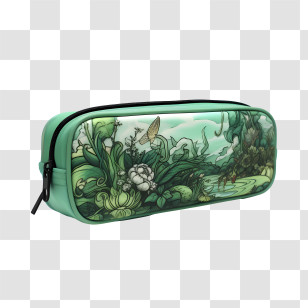 Pencil Case
 - Green Botanical-Themed Pencil Case Transparent PNG